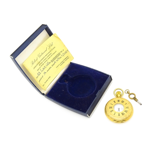 759 - Arnex Time Co. Inc : A gold plated pocket watch, the dial signed Arnex . Approx 1 3/4