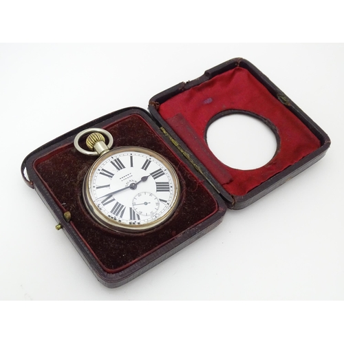 760 - A pocket watch, the white enamel dial with Roman numerals and subsidiary seconds dial, signed Asprey... 