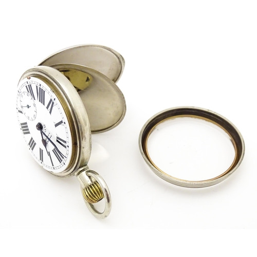 760 - A pocket watch, the white enamel dial with Roman numerals and subsidiary seconds dial, signed Asprey... 