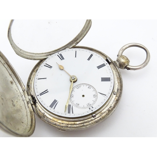 761 - Local Buckinghamshire Interest: Two Victorian silver cased hunter pocket watches, one with Roman num... 