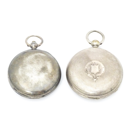 761 - Local Buckinghamshire Interest: Two Victorian silver cased hunter pocket watches, one with Roman num... 