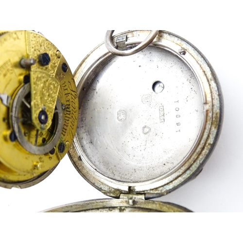 761 - Local Buckinghamshire Interest: Two Victorian silver cased hunter pocket watches, one with Roman num... 