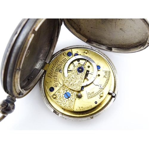 761 - Local Buckinghamshire Interest: Two Victorian silver cased hunter pocket watches, one with Roman num... 