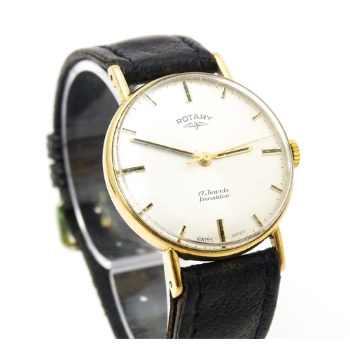 769 - A Rotary wrist watch, the dial signed Rotary 17 Jewels Incabloc, with 9ct gold case by M. Dreyfus. D... 