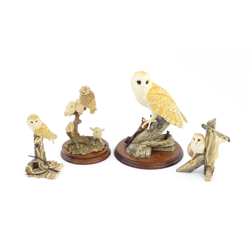 914 - Four Border Fine Arts model owls to include On the Lookout model no. B0276, A Watchful Eye SOC8, etc... 