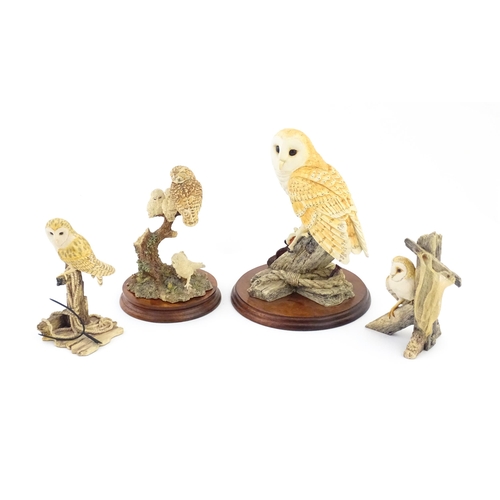 914 - Four Border Fine Arts model owls to include On the Lookout model no. B0276, A Watchful Eye SOC8, etc... 