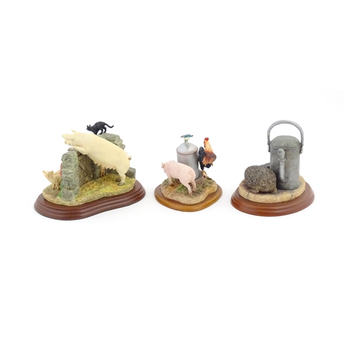 918 - Three Border Fine Arts models comprising Venturing Out model no. A22942, Cockerel & Piglet at Watere... 