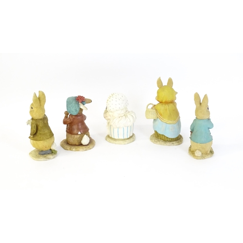 930 - Five large Border Fine Arts Beatrix Potter models to include Mrs Tiggy-Winkle A4553, Peter Rabbit wi... 