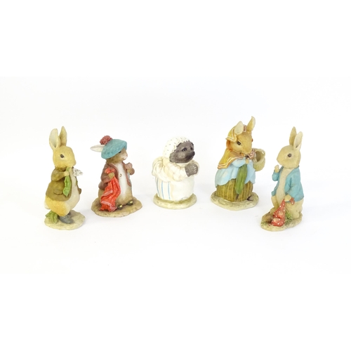 930 - Five large Border Fine Arts Beatrix Potter models to include Mrs Tiggy-Winkle A4553, Peter Rabbit wi... 