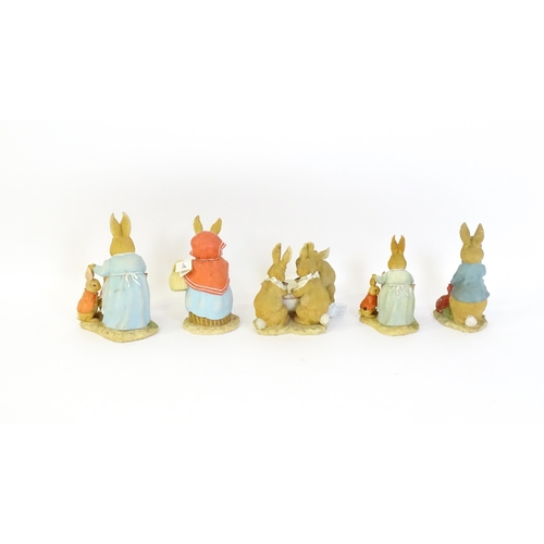 931 - Five large Border Fine Arts Beatrix Potter models to include Mrs Rabbit A1925, Mrs Rabbit & Children... 