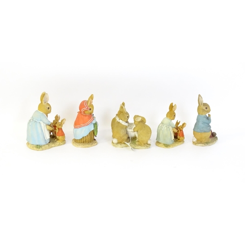 931 - Five large Border Fine Arts Beatrix Potter models to include Mrs Rabbit A1925, Mrs Rabbit & Children... 