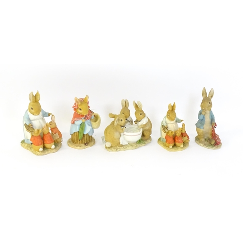 931 - Five large Border Fine Arts Beatrix Potter models to include Mrs Rabbit A1925, Mrs Rabbit & Children... 