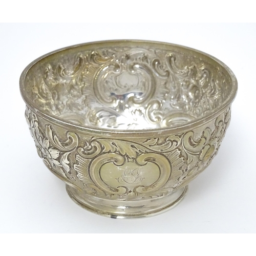 336 - A Victorian silver bowl with embossed decoration hallmarked London 1897, maker Dobson & Sons. Approx... 