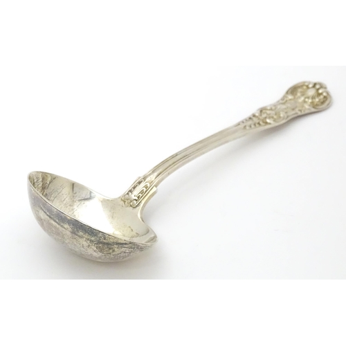 532 - A Victorian silver Kings pattern soup ladle, hallmarked London 1846, maker Elizabeth Eaton. Approx 7... 