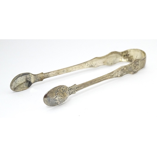 533 - Victorian silver Kings pattern sugar tongs hallmarked London 1847 maker Elizabeth Eaton. Approx 6 1/... 