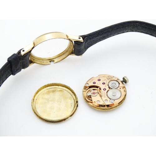 773 - A 9ct gold cased ladies Omega wristwatch. Watch dial approx. 3/4