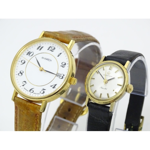 774 - A ladies Certina New Art wristwatch. Together with a gentlemans wrist watch Mondaine. Largest dial a... 