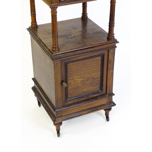 1343 - A late 19thC rosewood cabinet with a rouge marble top above a short frieze drawer and moulded under ... 