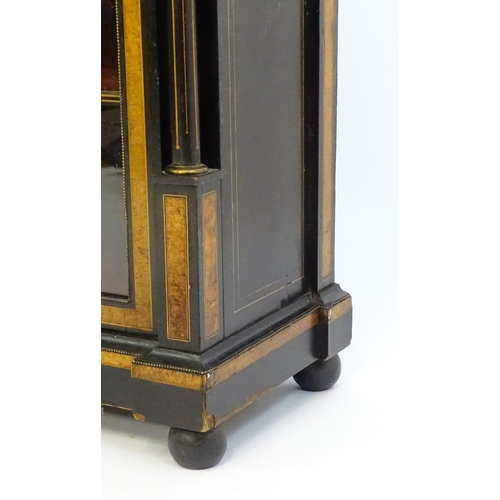 1362 - A 19thC pier cabinet with burr walnut veneers, an ebonised finish and inlaid satinwood stringing. Th... 