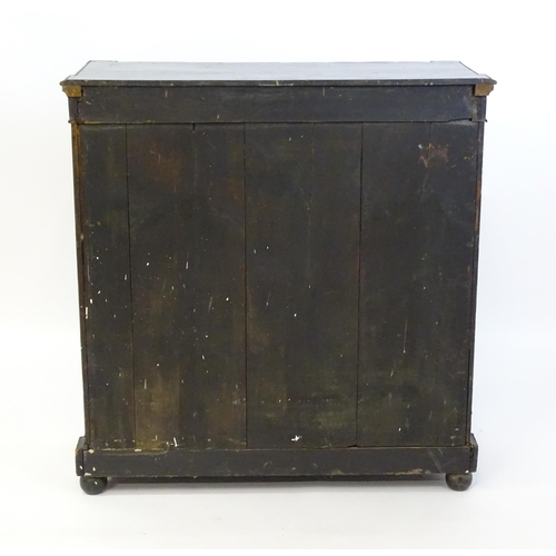 1362 - A 19thC pier cabinet with burr walnut veneers, an ebonised finish and inlaid satinwood stringing. Th... 