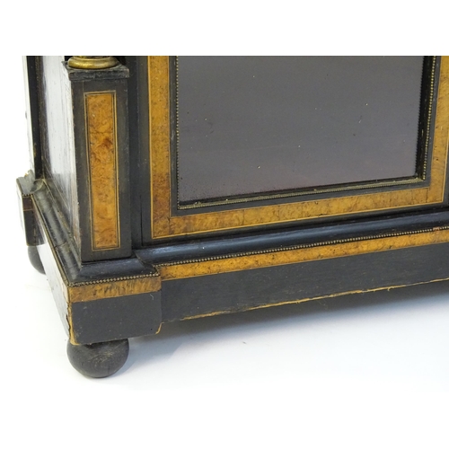 1362 - A 19thC pier cabinet with burr walnut veneers, an ebonised finish and inlaid satinwood stringing. Th... 