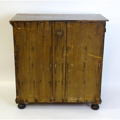 1381 - An 18thC oak chest of drawers with a rectangular top above two short over three long graduated drawe... 