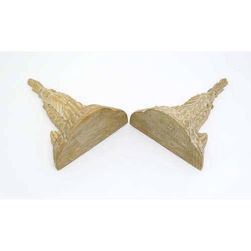 1444 - A pair of mid 20thC corbels / wall brackets with moulded tops above acanthus carved underrides. 10 1... 