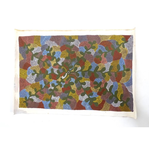 1552 - Julie Purvis, 20th century, Aboriginal Art, Acrylic on canvas, An abstract composition, possibly a s... 