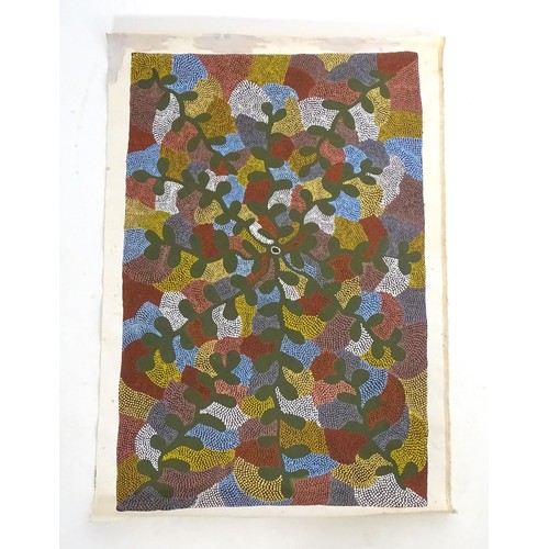 1552 - Julie Purvis, 20th century, Aboriginal Art, Acrylic on canvas, An abstract composition, possibly a s... 