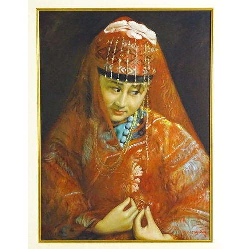 1553 - Chang Yong-Liang (b. 1980), Oil on canvas, The Bride (Wei Wll-Er), A portrait of a Chinese woman. Si... 