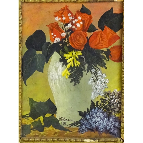 1579 - D. Polozov, 19th century, Oil on canvas, A still life study with flowers in a vase. Signed and dated... 