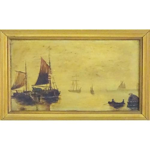 1580 - 19th century, Marine School, Oil on board, A sunrise seascape with boats. Approx. 5 1/4