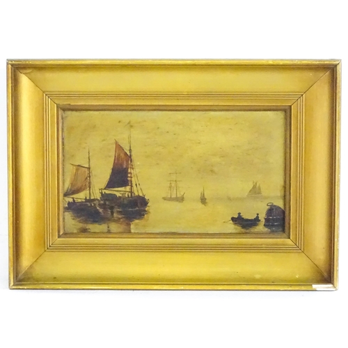 1580 - 19th century, Marine School, Oil on board, A sunrise seascape with boats. Approx. 5 1/4