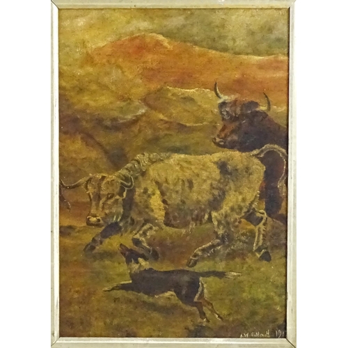 1587 - A. W. Goldsmith, Early 20th century, Oil on canvas laid on board, A landscape scene with cattle and ... 