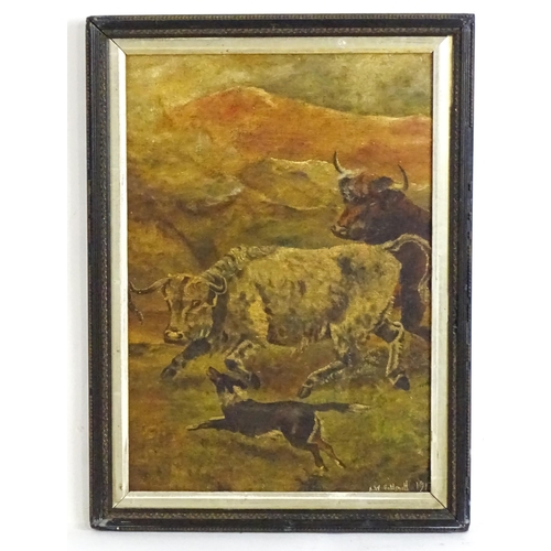 1587 - A. W. Goldsmith, Early 20th century, Oil on canvas laid on board, A landscape scene with cattle and ... 