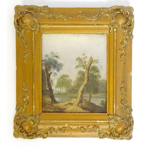 1592 - 20th century, Oil on board, A view of trees and a pond at Clapham Common. Ascribed verso Clapham Com... 