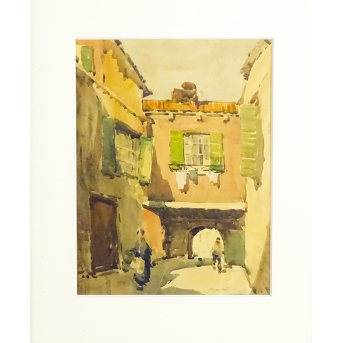 1651 - William Arthur Watkins (1885-1975), Watercolour, A Continental street scene with figures. Signed low... 