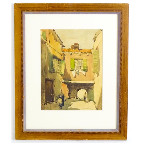 1651 - William Arthur Watkins (1885-1975), Watercolour, A Continental street scene with figures. Signed low... 