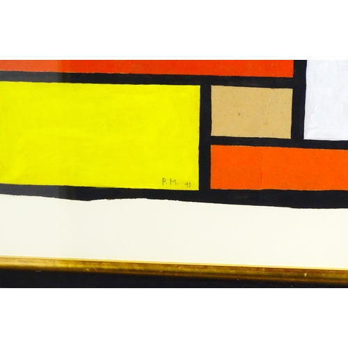 1657 - After Piet Mondrian (1872-1944), Watercolour and gouache, Composition with rectangles. Signed with i... 