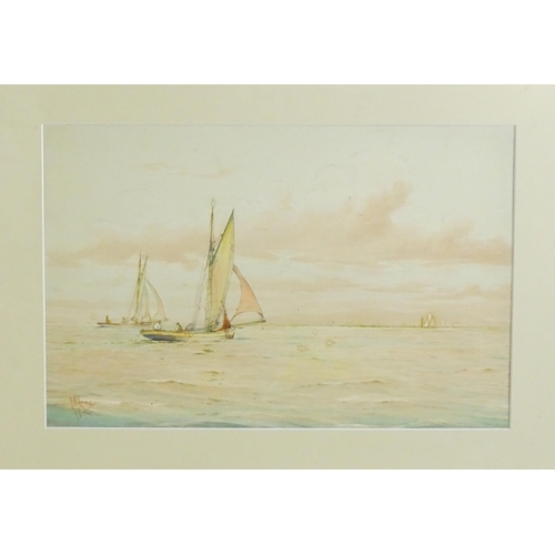 1658 - Robert Allensmore Lowe, 19th century, Watercolour, A seascape with fishing boats. Signed lower left.... 