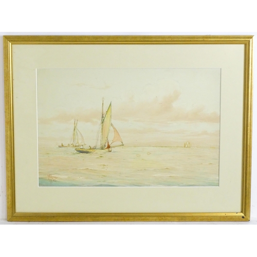 1658 - Robert Allensmore Lowe, 19th century, Watercolour, A seascape with fishing boats. Signed lower left.... 