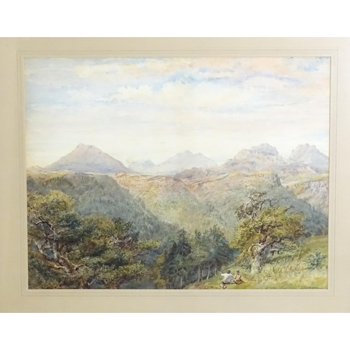 1659 - 19th century, Topographical Watercolour, Snowdon from Llanrwst, Snowdonia, Wales, A Welsh landscape ... 