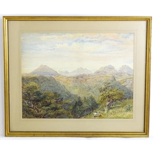 1659 - 19th century, Topographical Watercolour, Snowdon from Llanrwst, Snowdonia, Wales, A Welsh landscape ... 