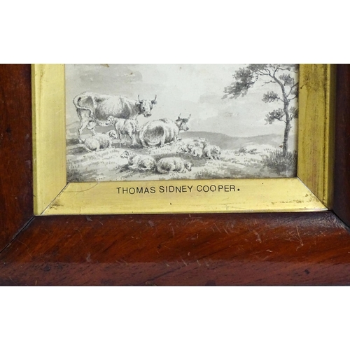 1660 - Attributed to Thomas Sidney Cooper (1803-1902), Ink and wash, A study of cows and sheep in a landsca... 