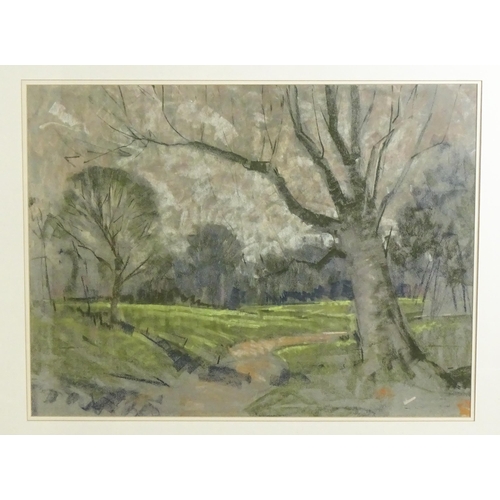 1675 - Aubrey Francis Sykes (1910-1995), Pastel on paper, A parkland scene. Approx. 21