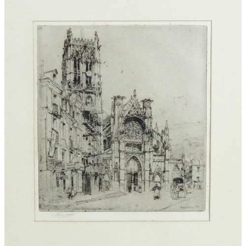 1690 - Charles J. Watson (1846-1927), Artists Proof Etching, St. Jacques, Dieppe. Signed in pencil under an... 