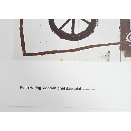 1819 - A 21st century Jean-Michel Basquiat / Keith Haring Exhibition Poster for Crossing Lines at the Natio... 