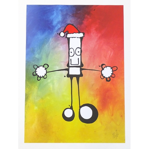 1821 - After My Dog Sighs, 21st century, Colour print, Christmas Hug. Signed in pencil lower right. Approx.... 