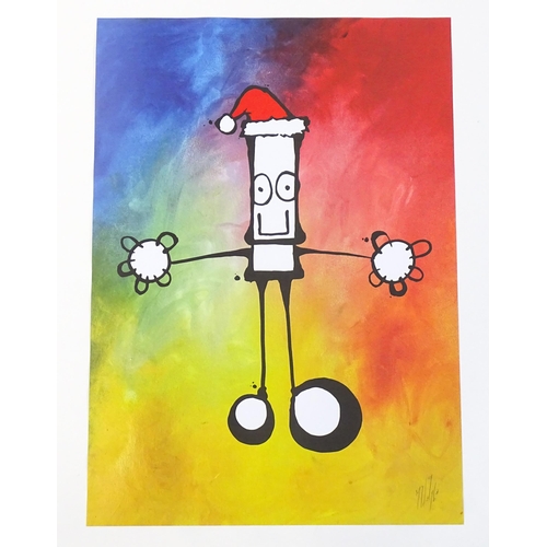 1821 - After My Dog Sighs, 21st century, Colour print, Christmas Hug. Signed in pencil lower right. Approx.... 