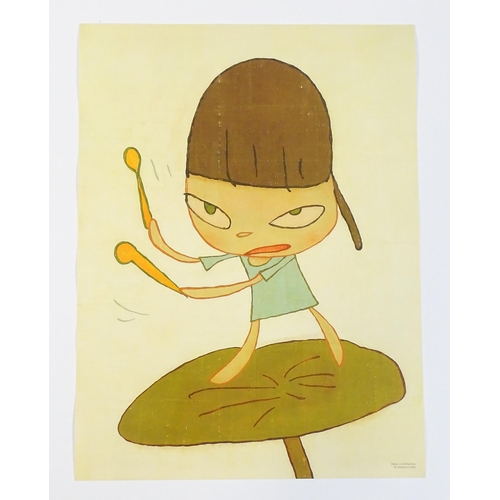 1824 - After Yoshitomo Nara (b. 1959), Japanese School, Lithographic poster, Marching on a Butterbur Leaf. ... 